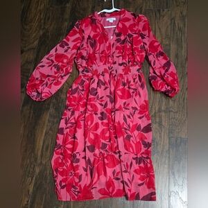 Floral Red Dress Womens